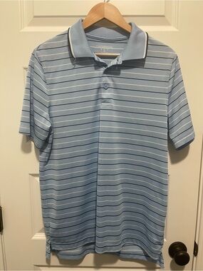 Men’s Polo Shirt Croft & Barrow Blue Striped Size M